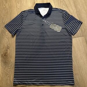 NEW Grayson & Dunn Performance Golf Polo Shirt Mens Size‎ Small Blue Striped